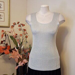 NEW Soft Stretch Cardigan Knit Silver Camisoles Tank Top Sleeveless Sweater Tops